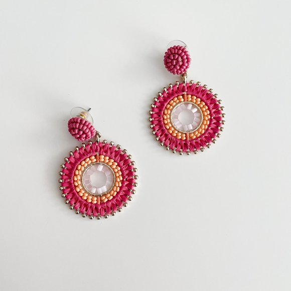 J. Crew Factory Jewelry - J. Crew Beaded Circle Statement Earrings (Pink)